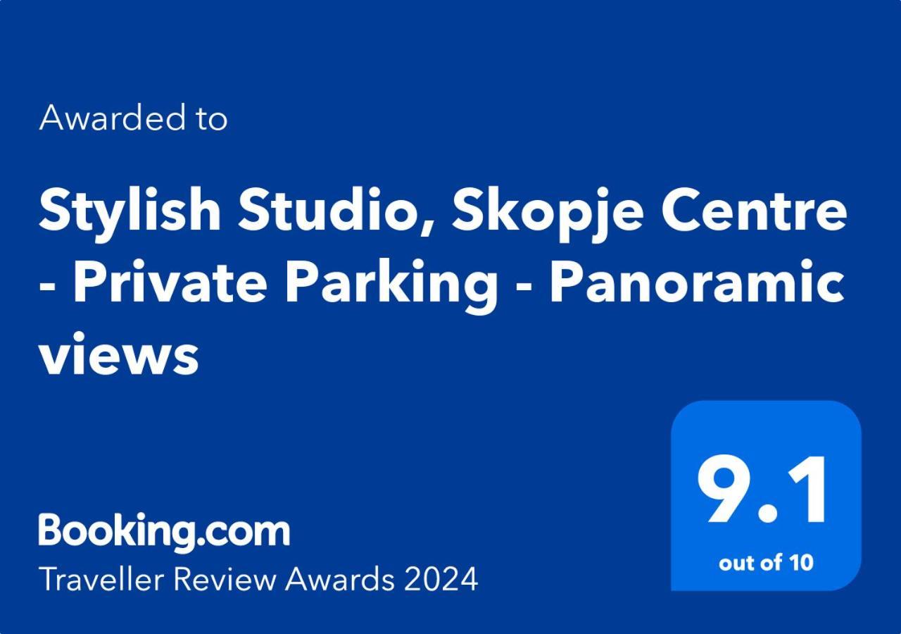 Stylish Studio, Skopje Centre - Private Parking - Panoramic Views Eksteriør billede